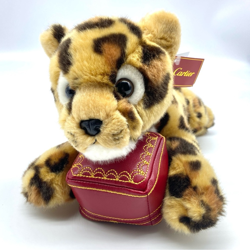 RARE CARTIER Panther Leopard Plush with Red Famous Cartier Box 12” Collectors